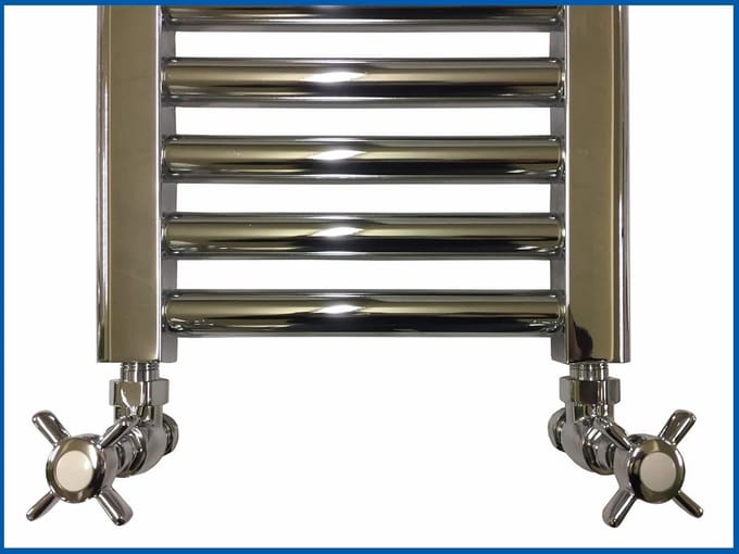 2x Hoek Radiatorkraan Badkamer Chroom Met Kruiskop - 15mm Aansluiting