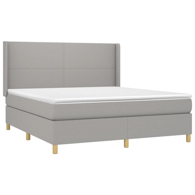 vidaXL - Boxspring - met - matras - stof - lichtgrijs - 160x200 - cm
