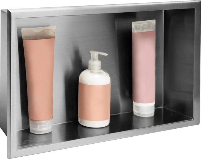 Rea - Badkamer Inbouwnis - Geborsteld Staal - 10X45X30Cm