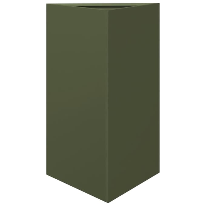vidaXL - Plantenbak - driehoek - 50x43x75 - cm - staal - olijfgroen