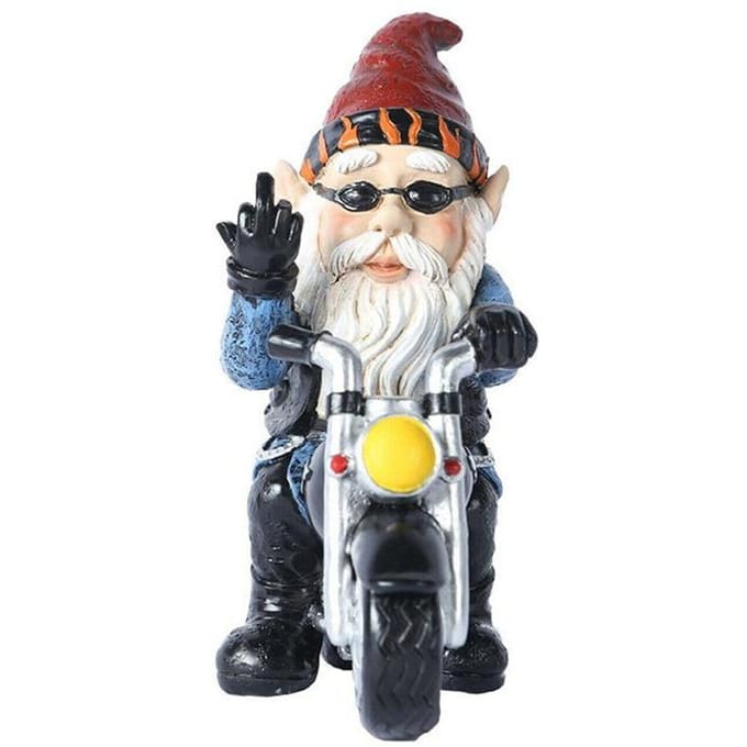 Outdoor tuinkabouter ornament dwerg hars steen grappige elf motorfiets standbeeld nieuw gray