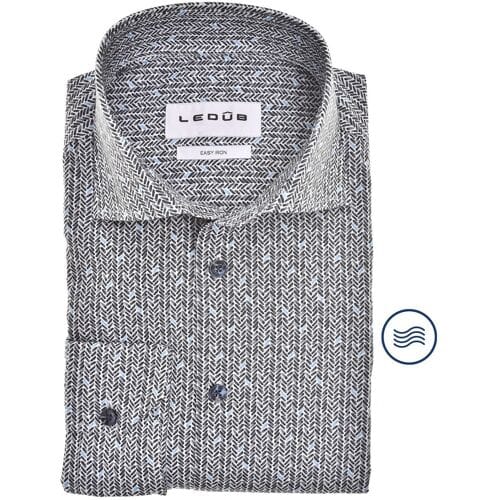 Ledûb overhemd modern print blauw