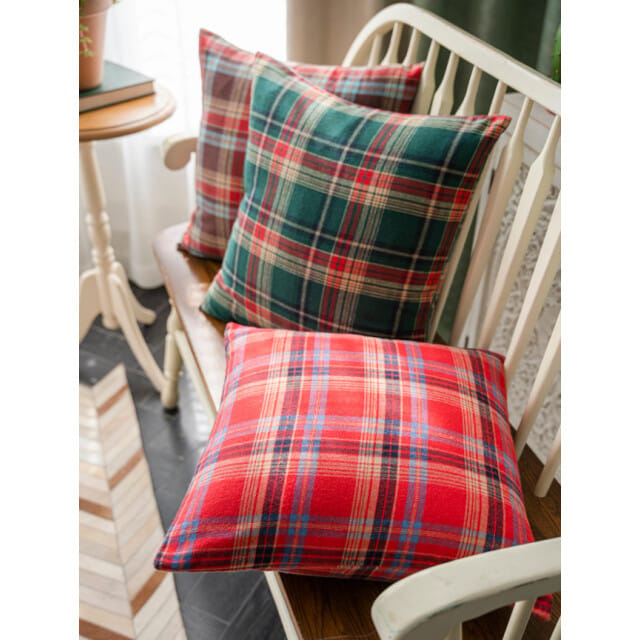 Gek op kussens! Sierkussen kerst tartan | 45 x 45 cm | viscose/polyester
