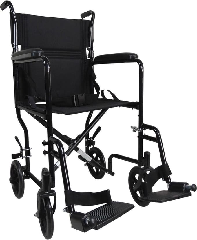 Aidapt Transport rolstoel - Staal compact - Zwart