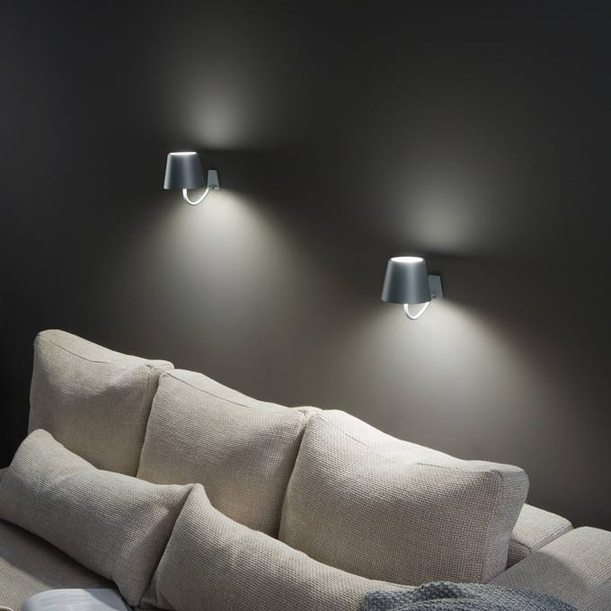 Zafferano Poldina accu-wandlamp, haak, wit