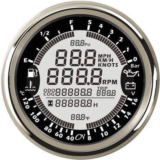 CN zwart 6 in 1 Motorinstrument met chromen Ring