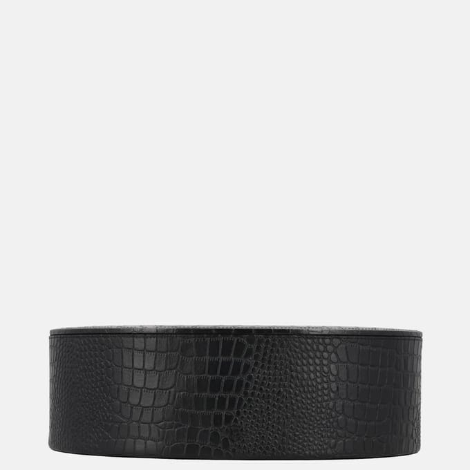Chamada Fleur leren opbergbox ovaal croco large black