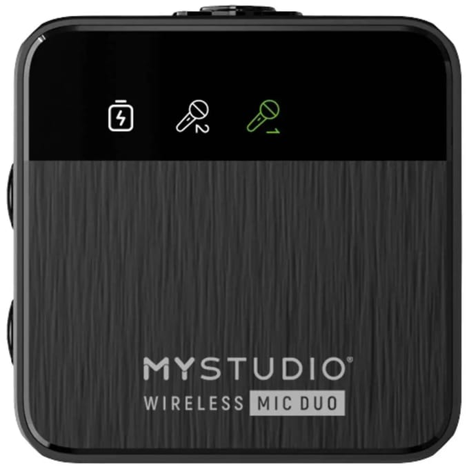 Dasspeld Studiomicrofoon Easypix MyStudio® Wireless Mic Duo Zendmethode:Kabelgebonden, Radiografisch Incl. windkap, Incl. microfoonstatief