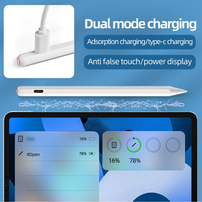 Capacitieve Pen Compatibel Met iPad Handschriftpen met Magnetisch Opladen Tablet Tekenpotlood A wit