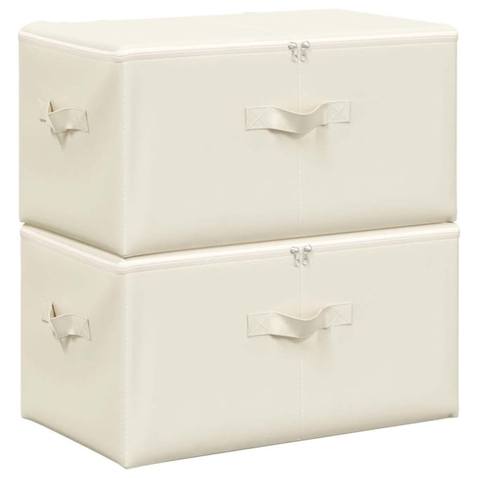 vidaXL - Opbergboxen - 2 - st - 43x34x23 - cm - stof - crèmekleurig