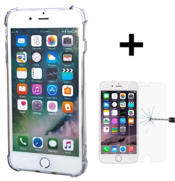 Apple iphone 6/6s plus Anti Shock silicone back cover/hoesje Geschikt voor Apple iPhone 6/6S plus/Transparant hoesje + gratis screen protector