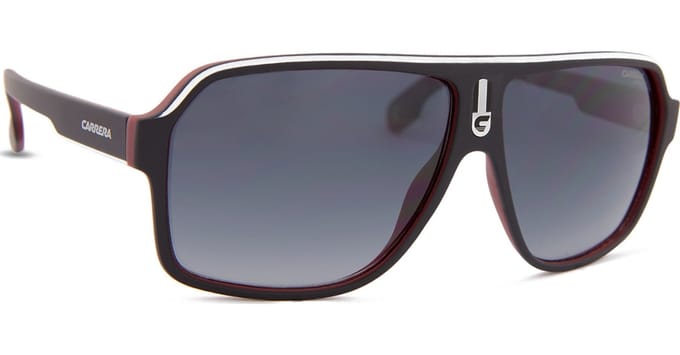 Carrera Aviator unisex zwart wit rood donkergrijze gradiënt zonnebril