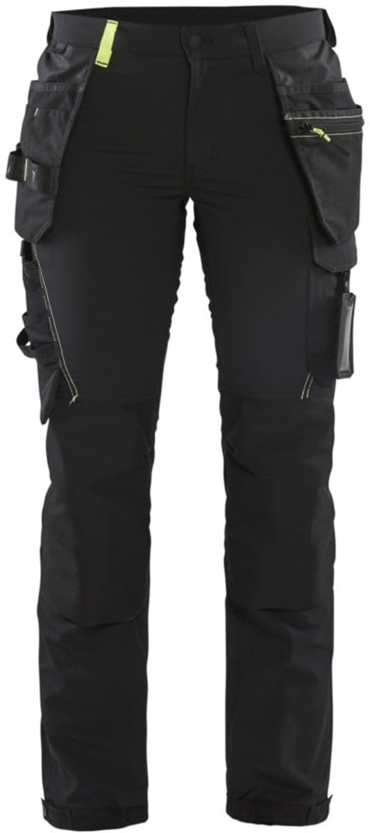 Blaklader Dames 4-weg stretch werkbroek 7192-1645 - Zwart/High Vis Geel - D23