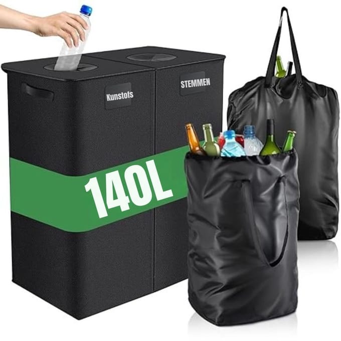 Thuys – Statiegeld Container – Vuilnisbak – 140 liter – 68 x 35 x 63cm – Zwart