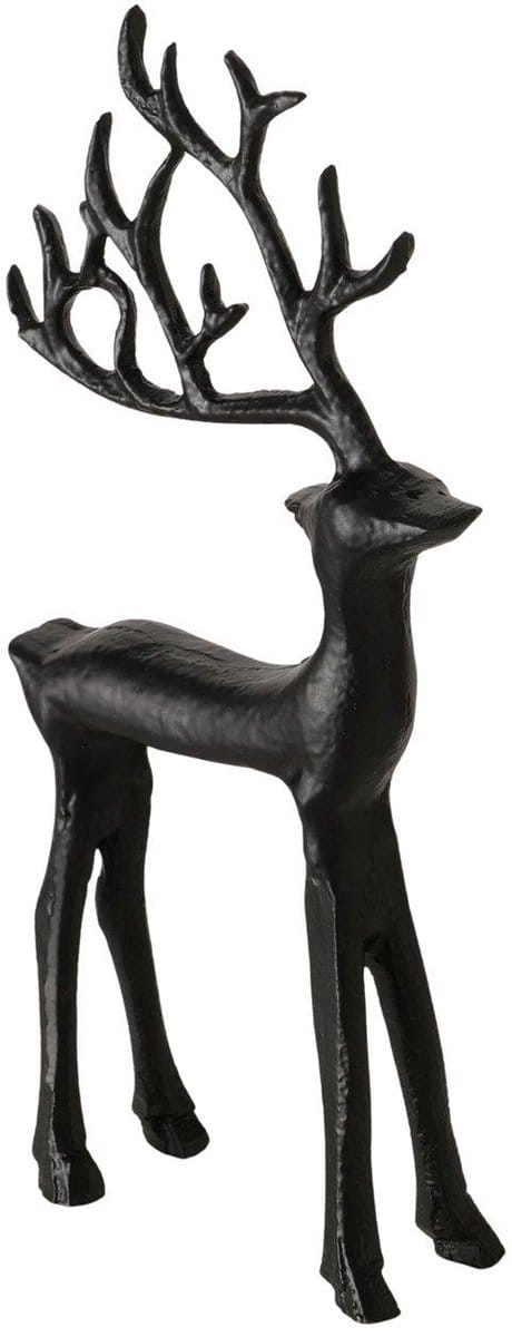 Boltze Home decoratie hert zwart metaal 9x3x20cm modern design.