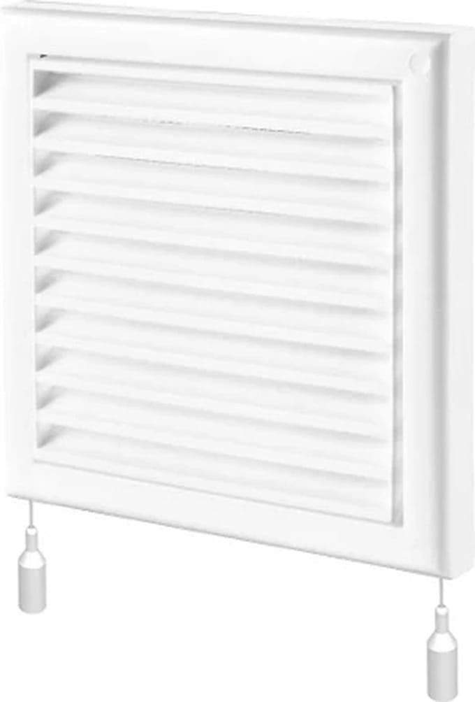 Ventilatierooster kunststof afsluitbaar 154x154 mm - met trekkoord