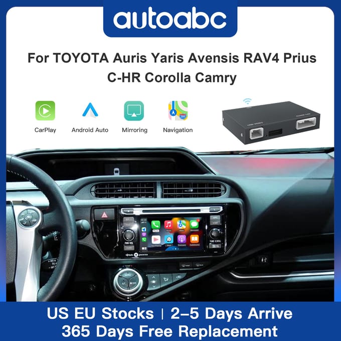 Draadloze Carplay Android Auto Voor TOYOTA Auris Yaris Avensis RAV4 Prius C-HR Corolla Camry Decoder Box, Airplay Spiegel Cast,