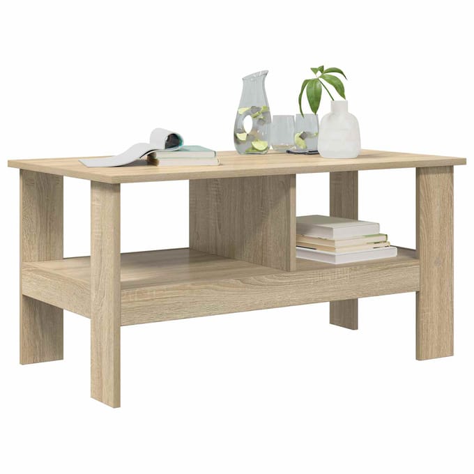 vidaXL - Salontafel - Sonoma - Eik - 90 - x - 50 - x - 45 - cm - Bewerkt - hout
