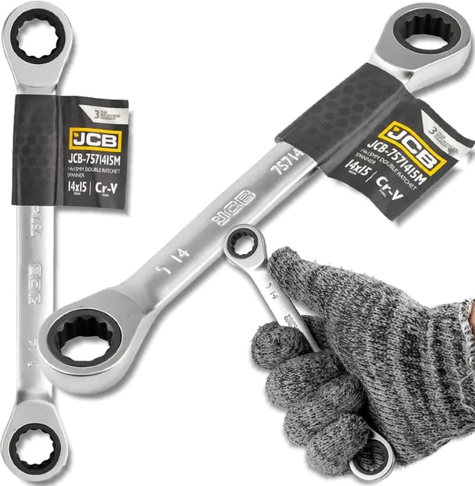 JCB - Serie - Ringsteeksleutel - 14x15 mm - Ratchet - 12-hoekig