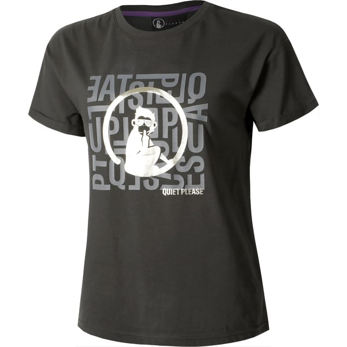 Quiet Please Glitter Word Salad T-shirt Dames-Antraciet