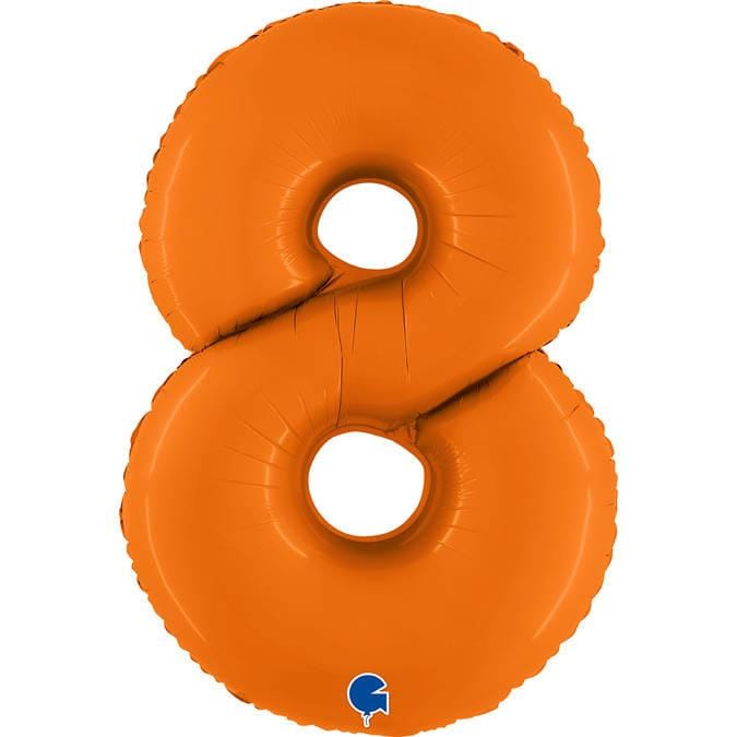 Ballon en Aluminium Chiffre 8, Orange Mat, 102cm Grabo