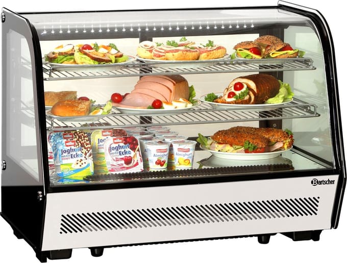 Bartscher Koelvitrine 160L - Zwart/RVS - 3 Schappen + Digitaal Display - 885x580x690mm