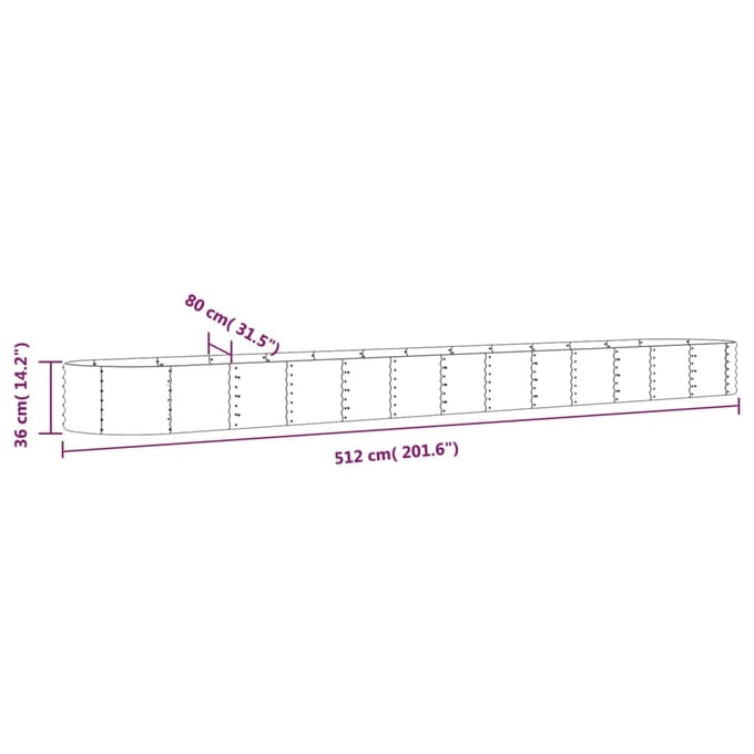 vidaXL - Plantenbak - 512x80x36 - cm - gegalvaniseerd - staal - bruin