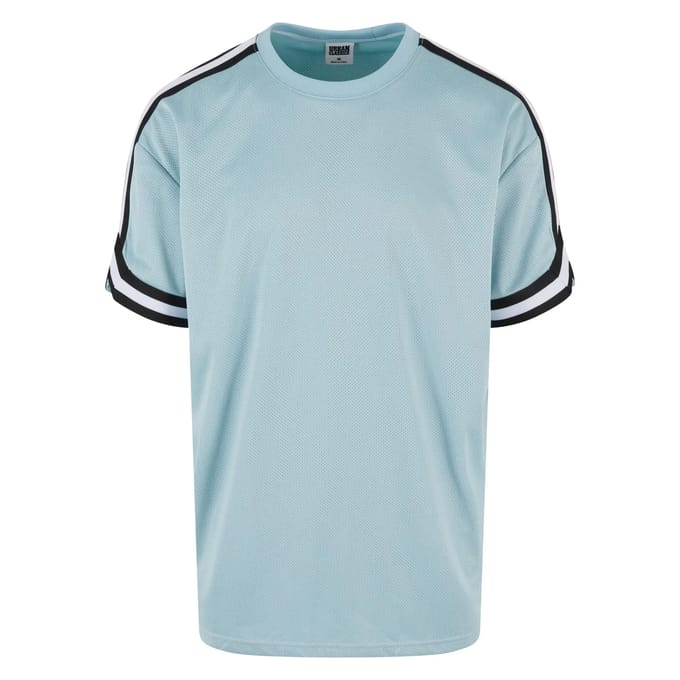 Urban Classics - Oversized Stripes Mesh Sport T-shirt - M - Blauw
