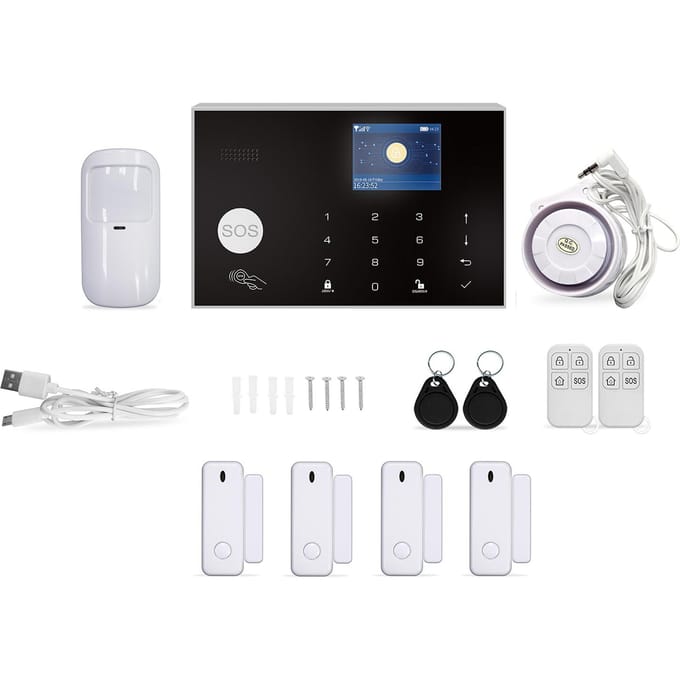 2G/WiFi TY Draadloos Huis Alarmsysteem 2,4-inch TFT Kleuren Touchscreen Alarmpaneel Afstandsbediening zwart