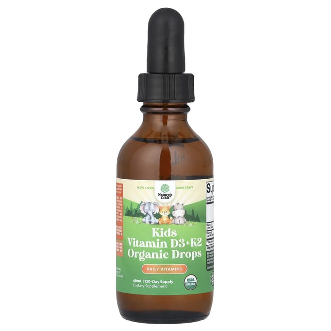 Nature's Craft, Vitamine D3 + K2 Bio pour Enfants, Gouttes, 60 ml