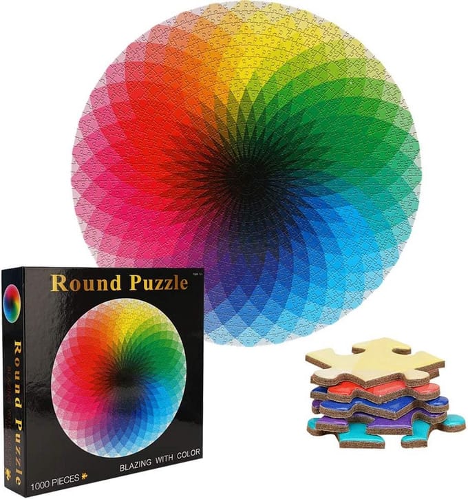 Ronde Puzzel - Legpuzzel Stukjes - Ontspannend Tijdverdrijf - Kleurverloop Ontwerp - 1000 Stuks - Regenboog