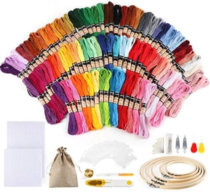 Complete Borduurpakket met 100 Kleuren Garen en Accessoires