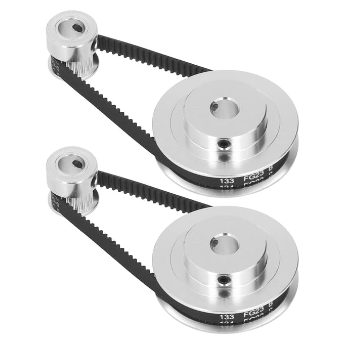 2 Set Synchroon Wiel GT2 Aluminiumlegering Timing Pulley met 2 Stuks Lengte 200mm Breedte 6mm Riem 8mm white