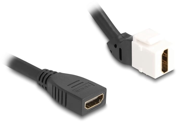 HDMI haaks (45° boven) Keystone module - HDMI (v) | HDMI2.1 (8K 60Hz + HDR) | wit | 0,20 meter