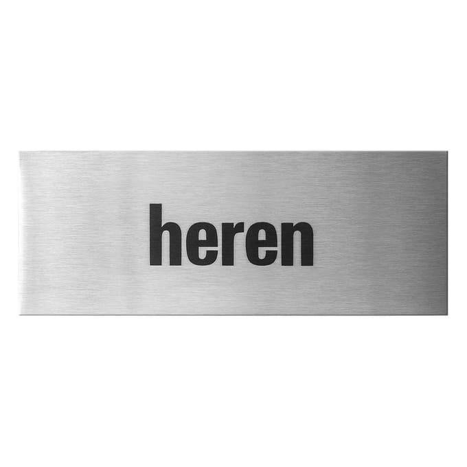 WC-bordje - RVS geborsteld - RVS - GPF - RVS deurbordje 'Heren' rechthoekig
