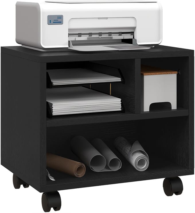 HOMCOM Printerkast - Spaanplaat - 40x30x36cm - Zwart