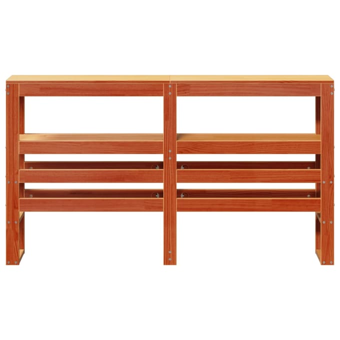 vidaXL - Hoofdbord - met - schappen - 120 - cm - massief - grenenhout - wasbruin