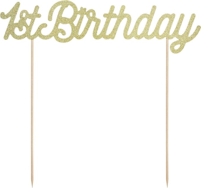 PartyDeco - Cake topper 1st Birthday Goud