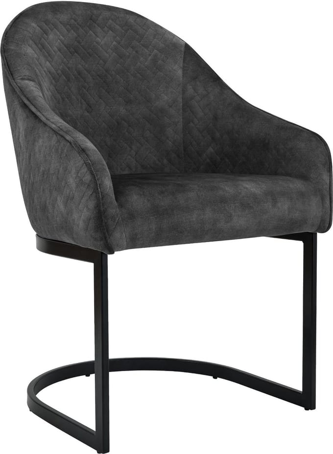 CLP Jarik Eetkamerstoel - met armleuning - Modern - Metalen Frame - Belastbaar tot 140 kg - Fluweel/donkergrijs
