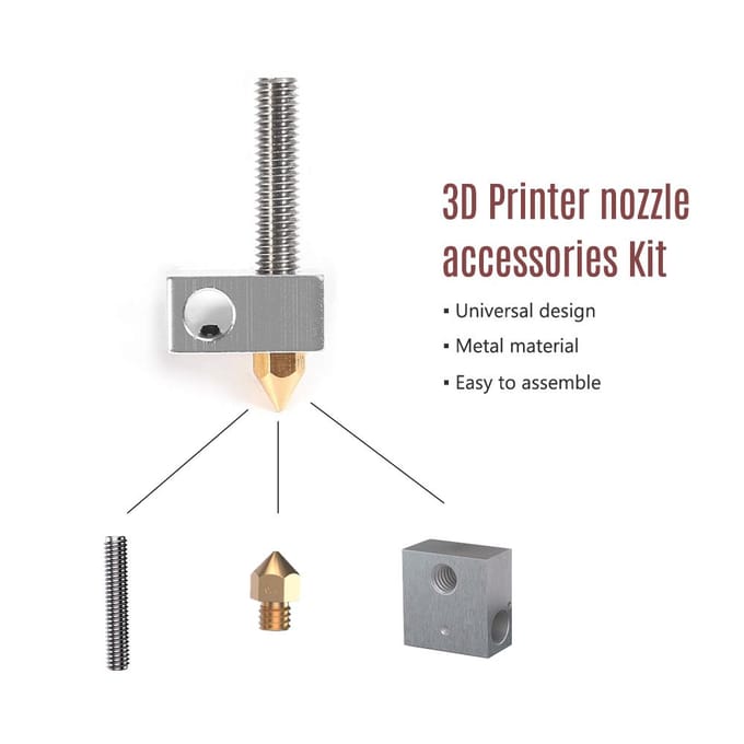Anet 0,4 mm messing mondstuk extruder printkop + verwarmingsblok hotend + 1,75 mm keelbuizen 6Pcs gray