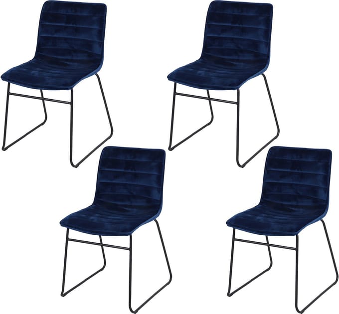 “BROOKLYN” SET VAN 4 VELVET STOELEN BLAUW 55X45XH78CM