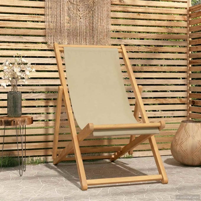 vidaXL - Zonstoel - Beige - Massief - Teakhout
