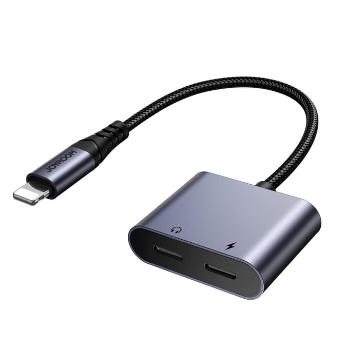 Joyroom 2-in-1 Audio adapter SY-L02 Lightning to Double Lightning (black) USB hub - Zwart