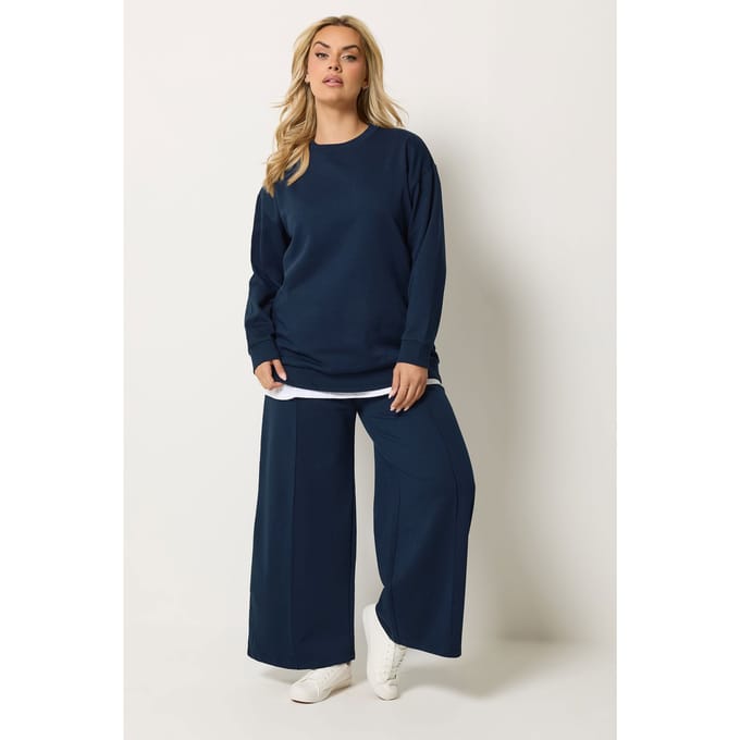 Yours Marineblauwe Joggingbroek En Tshirt Set Size 42