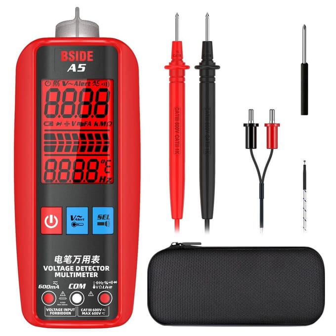 Multimètre numérique professionnel, tension, courant, résistance, fréquence, capacité, température de Diode A5 Red multicolore