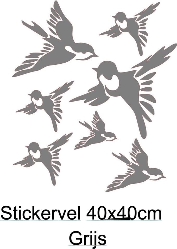 Stickervel voor raam of wand vogels