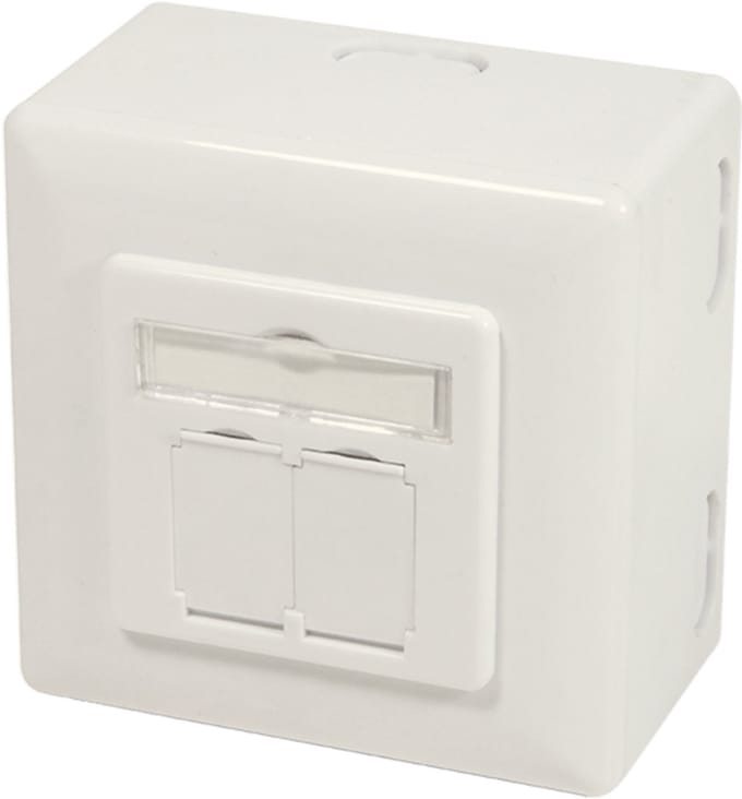 LogiLink Cat.6A wall outlet 2 x RJ45 shielded with backbox pure Wit
