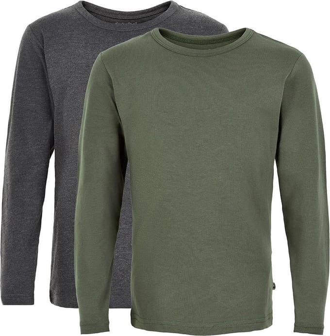Minymo Longsleeves Basic Junior Katoen Groen/zwart 2 Stuks Maat 116