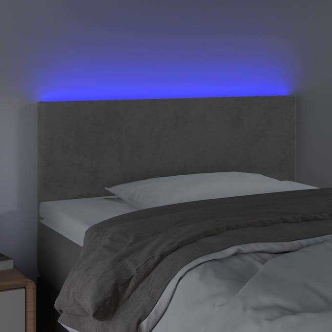 vidaXL - Hoofdbord - LED - 80x5x78/88 - cm - fluweel - lichtgrijs