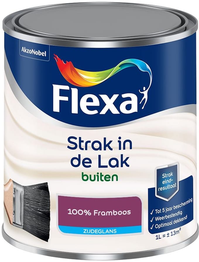 Flexa - Strak In De Lak Buitenlak Zijdeglans - 100% Framboos - Mengverf - 1 L